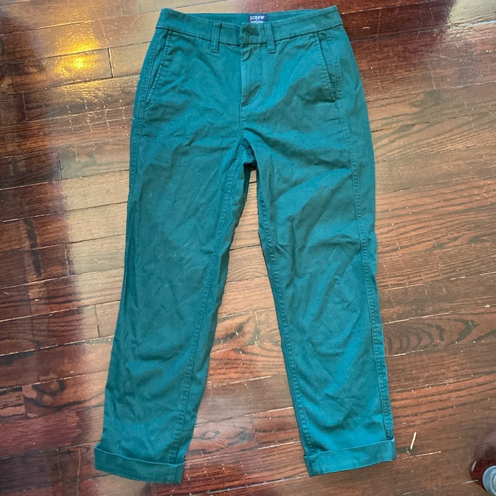 J Crew high rise girlfriend chino, forest green, sz 00P